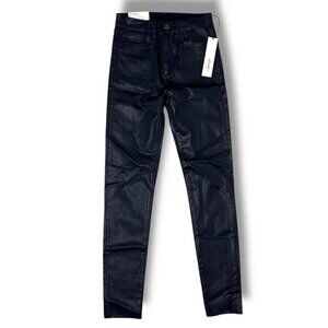 NWT Joe's Jeans The Charlie High Rise Skinny Coated Midnight Oil Raw Hem Sz 25